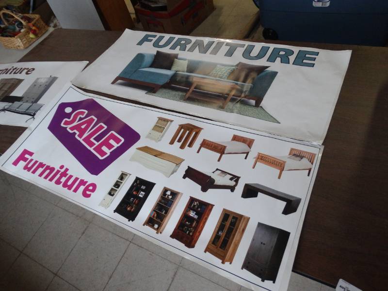 lot 7918 image: 3 very nice furniture store window stickers- Advertising- No name