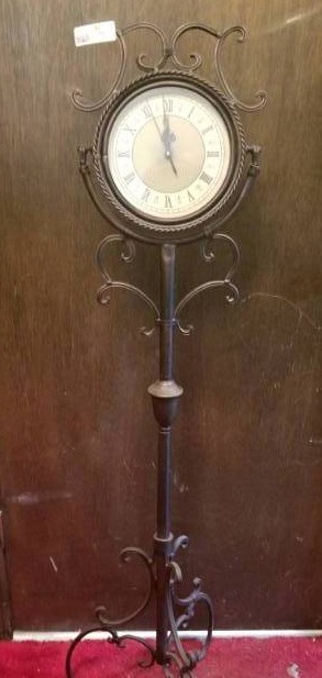 lot 16022 image: Battery Operated Clock in Metal Floor Standing Frame