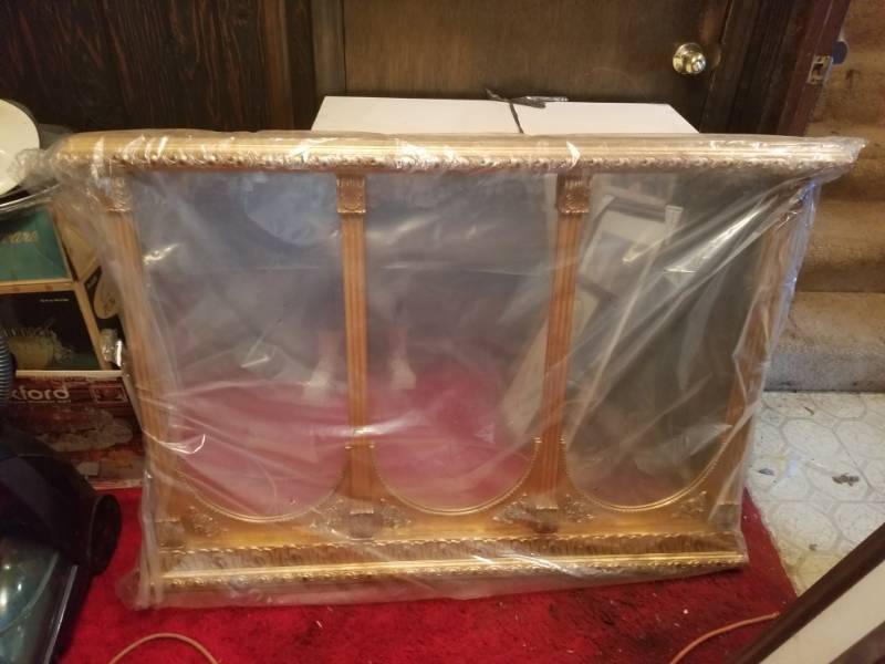 lot 16045 image: Mirrored Golden Triple Arch Frame