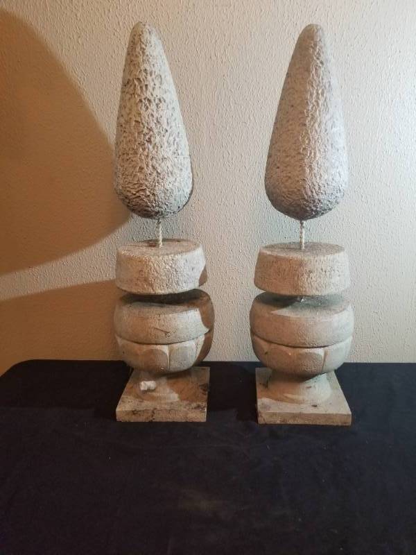 lot 16074 image: Concrete Topiary Trees Pair