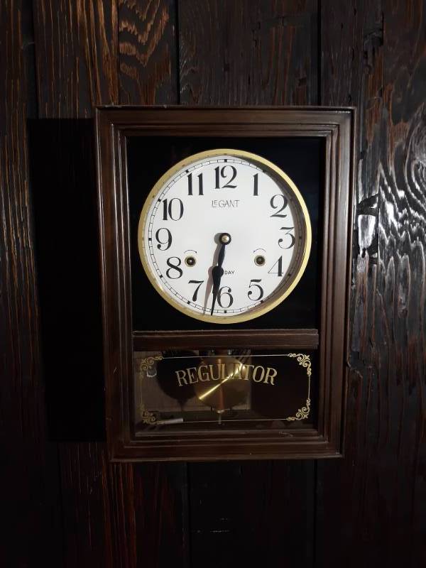 lot 16113 image: LeGant Chiming Pendulum Clock in Wood Case w Key