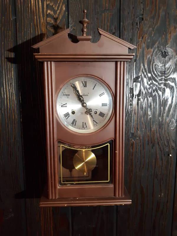 lot 16107 image: Centurion 35 day Wood Case Pendulum Clock Chiming w Key