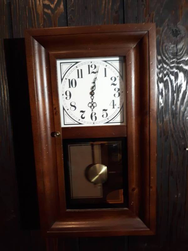 lot 16104 image: Wood Case Pendulum Clock