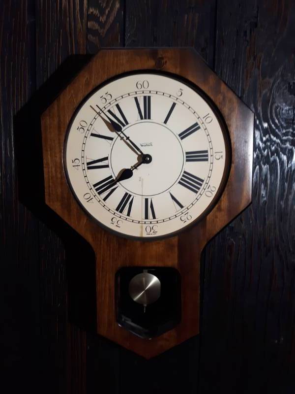 lot 16141 image: Verichron Pendulum Clock in Wood Case