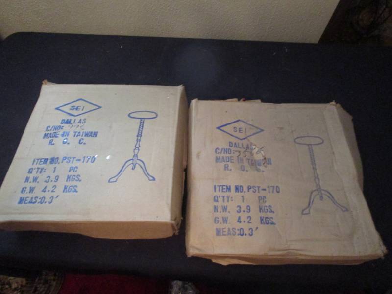 lot 16163 image: Two Marble Top Plant Stands NIB
