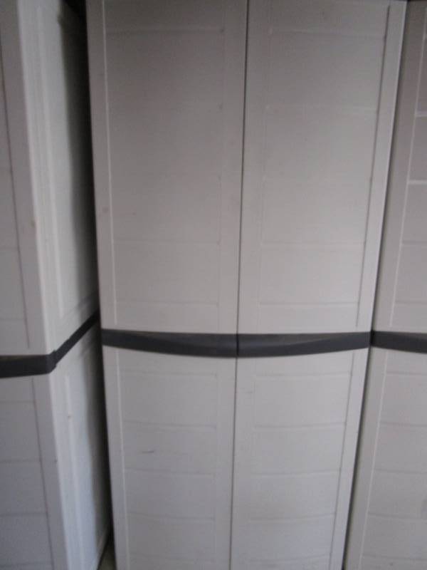 lot 16192 image: Plastic Two Door Upright Storage Cabinet