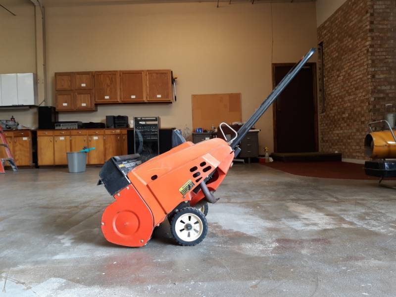 lot 9763 image: Homelite Jacobsen Snoburst Gas Powered Snow Blower. Unknown working Condition.