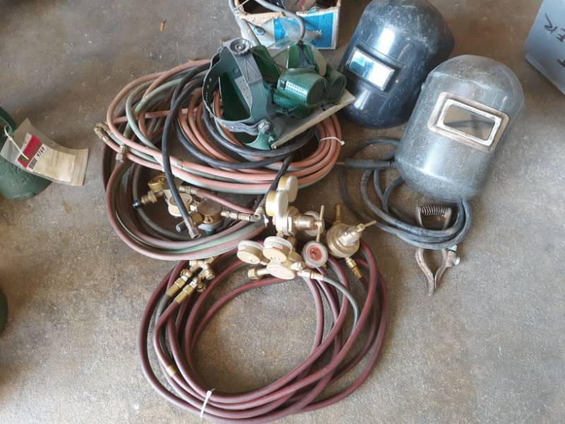 lot 9770 image: Welding Face Shields, Goggles, Assorted Compressed Gas Regulators