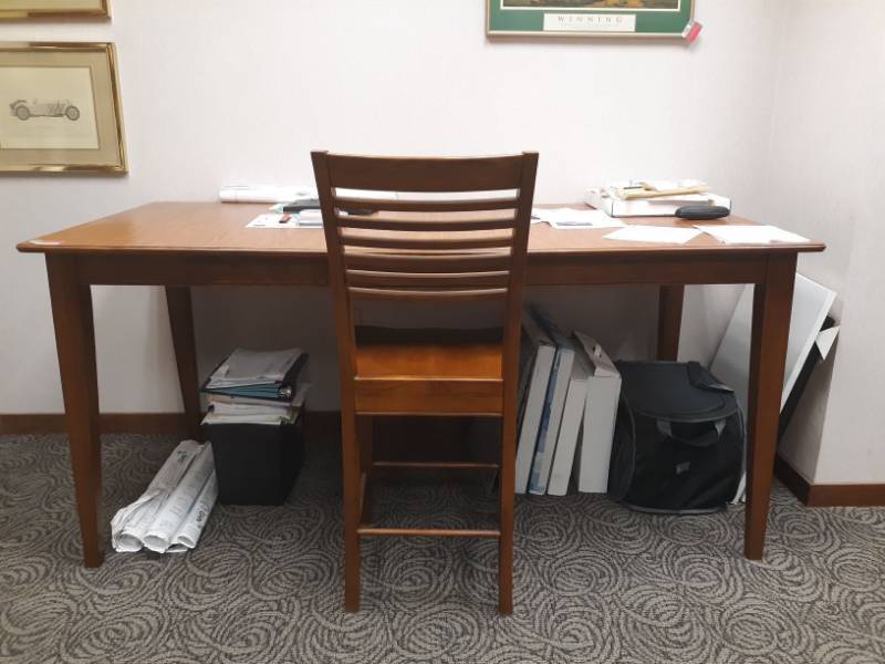 lot 9866 image: Counter Height Work Table With Stool