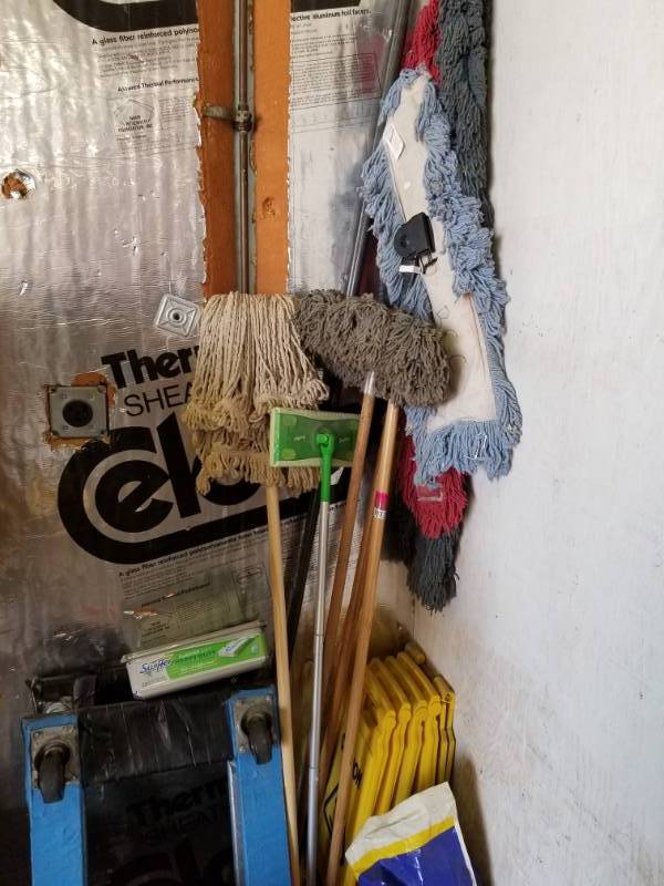 lot 9813 image: Mops, Brooms, Caution Signs