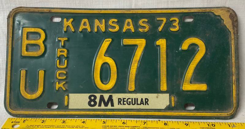 lot 4145 image: Vintage - 1973 - Kansas - Butler County - Truck - Metal License Plate