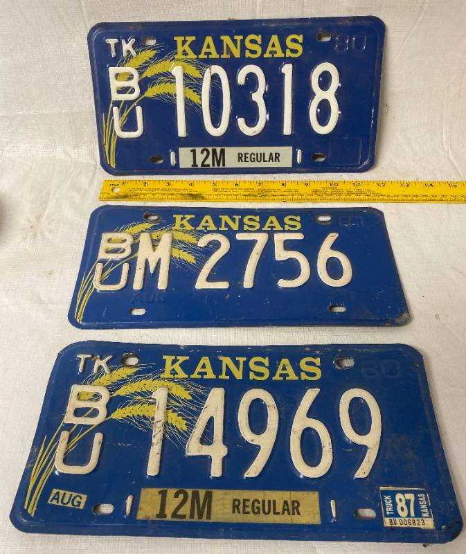lot 4156 image: 3 Vintage - 1980 - 1981 - Kansas - Butler County - Truck & Auto - Metal License Plate