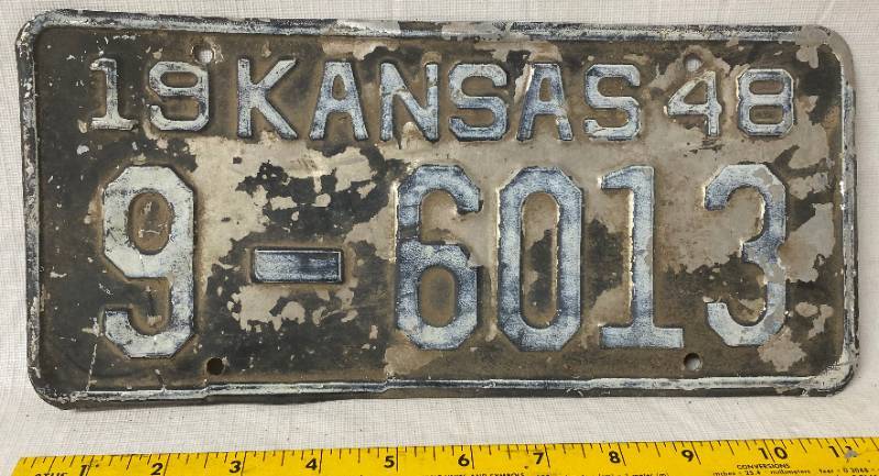 lot 4176 image: Vintage - 1948 - Kansas - Butler County - Metal License Plate