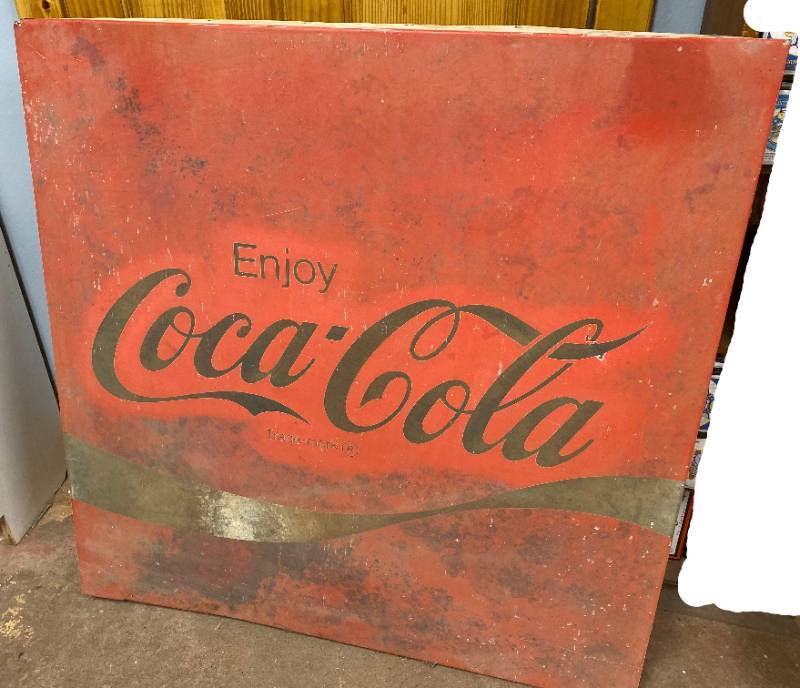 lot 4187 image: HUGE SIGN - Coke - Coca - Cola -  Getting Hard to Find - Metal Sign