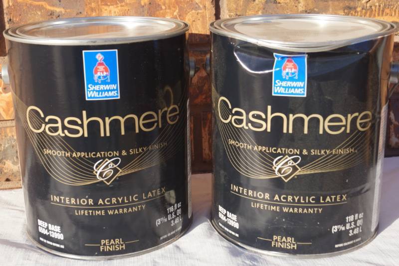 lot 4206 image: 2 Gallons Cans of Sherwin Williams Cashmere - Some Tinted and Some New Product - MISTINT PAINT SALE