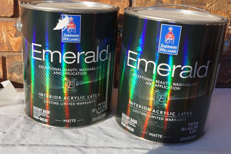 lot 4207 image: 2 Gallons Cans of Sherwin Williams Emerald - Some Tinted and Some New Product - MISTINT PAINT SALE