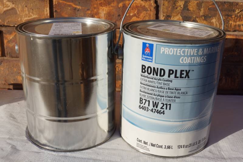 lot 4210 image: 2 Gallon Cans of Sherwin Williams Proctictive & Marine Coat & 1 Unlabeled - Some Tinted and Some New Product - MISTINT PAINT SALE