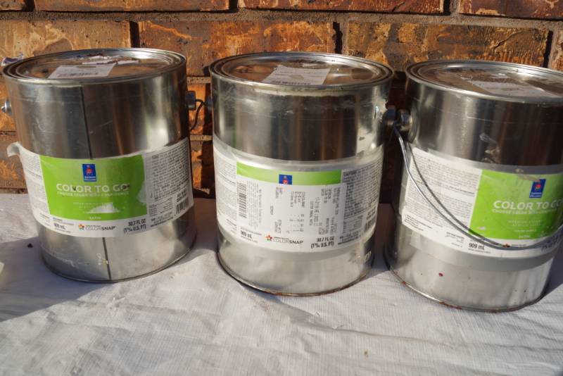 lot 4216 image: 3 Gallon Cans of Sherwin Williams Color To Go - Some Tinted and Some New Product - MISTINT PAINT SALE