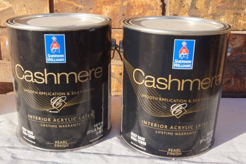 lot 4220 image: 2 Gallon Cans of Sherwin Williams - Cashmere - Some Tinted and Some New Product - MISTINT PAINT SALE