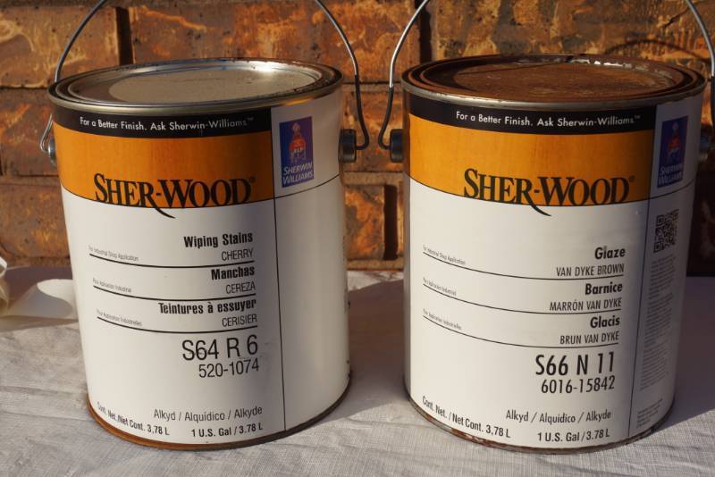 lot 4223 image: 2 Gallon Cans of Sherwin Williams - Sher-Wood Glaze & Wiping Stain - Some Tinted and Some New Product - MISTINT PAINT SALE