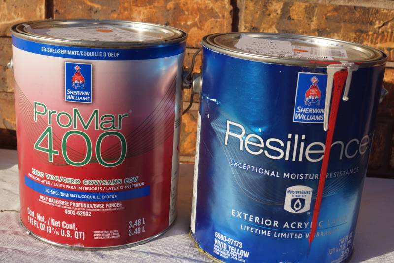 lot 4224 image: 2 Gallon Cans of Sherwin Williams - ProMar 400 & Resilience - Some Tinted and Some New Product - MISTINT PAINT SALE