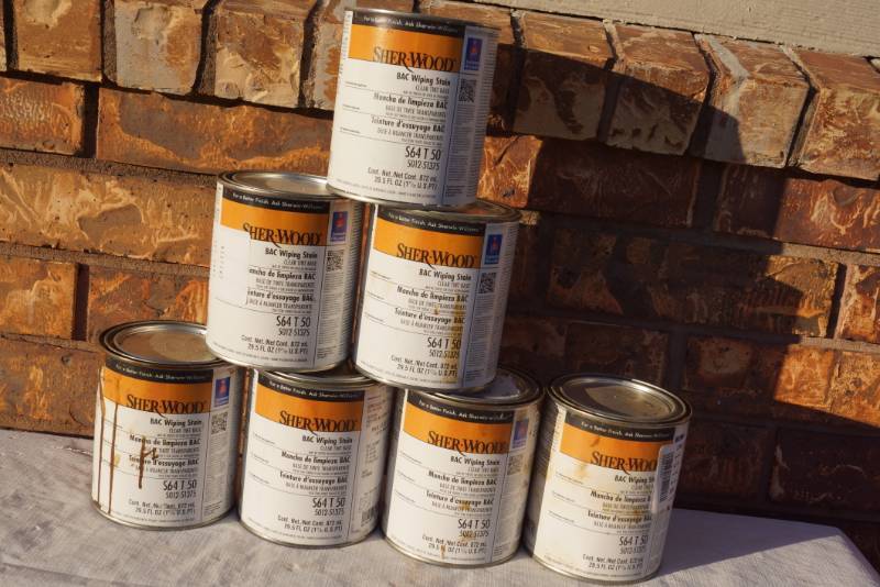 lot 4235 image: 7 Cans of Sherwin Williams - Sher-Wood Stain - Some Tinted and Some New Product - MISTINT PAINT SALE