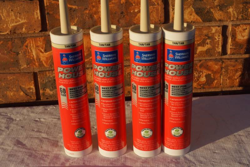 lot 4252 image: 4 Tubes of Sherwin Williams Power House Tan Caulking
