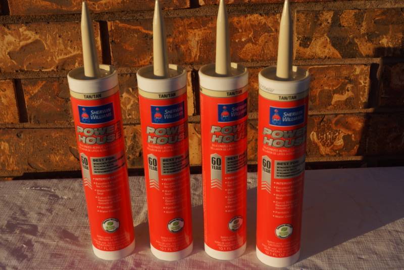 lot 4253 image: 4 Tubes of Sherwin Williams Power House Tan Caulking