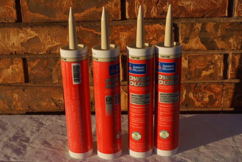 lot 4254 image: 4 Tubes of Sherwin Williams Power House Tan Caulking