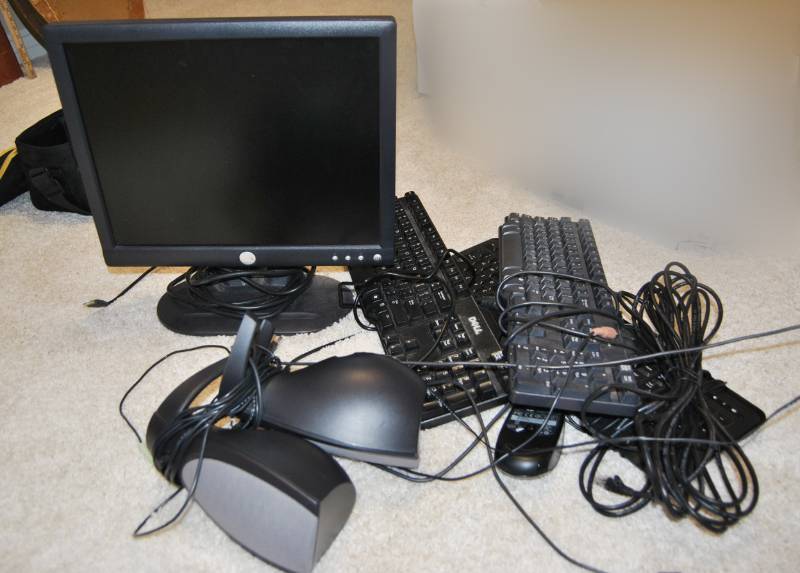 lot 3156 image: Lot of Misc. Computer Accessories - Monitor, Keyboards, Speakers