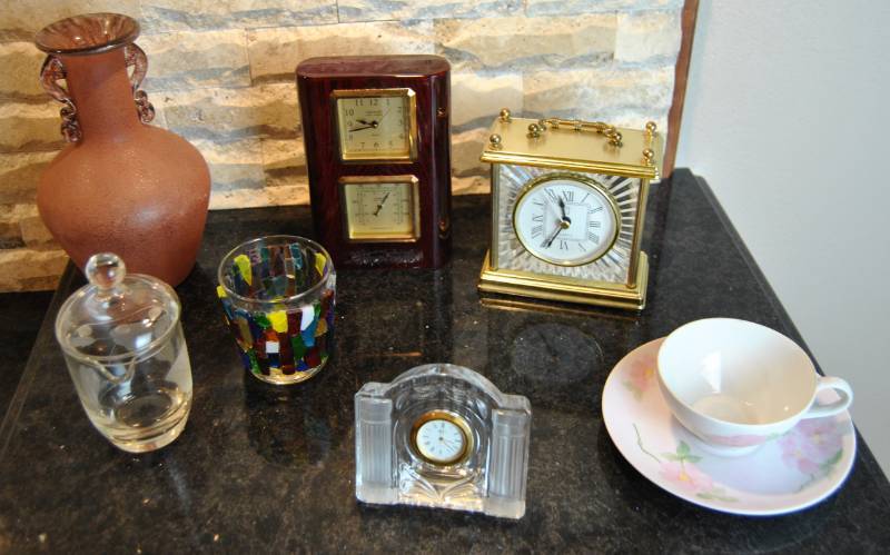 lot 3311 image: Lot of Misc. Items - Desk Clocks and MIKASA More