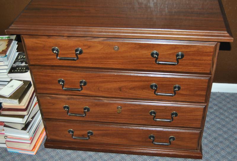 lot 3364 image: Beautiful Wood Filing Cabinet