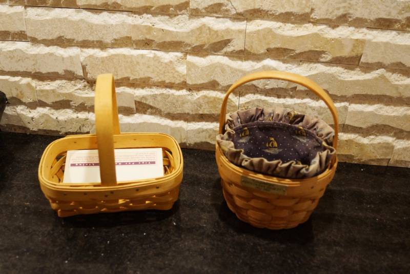 lot 3317 image: Lot of 2 Longaberger Baskets - Round and Square - Perfect for storing all of your good stuff