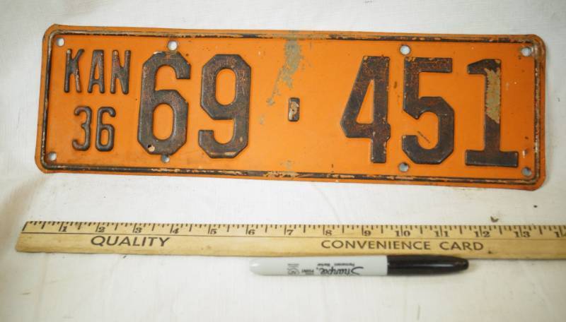 lot 1413 image: Vintage 1936 Kansas Automobile License Plate - Wow