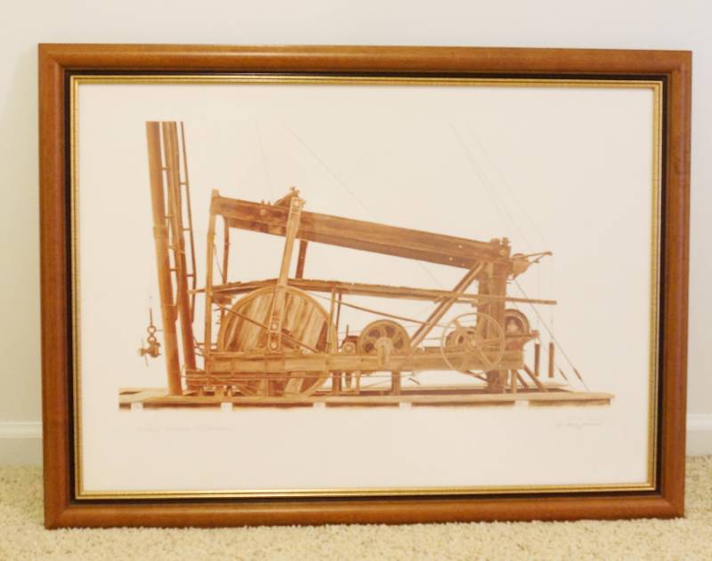lot 1442 image: WICHTEX 18 Spudder -  Print from 1978 numbered and signed by Artist Paul F. Hansen - Excellent Condition in Professional frame