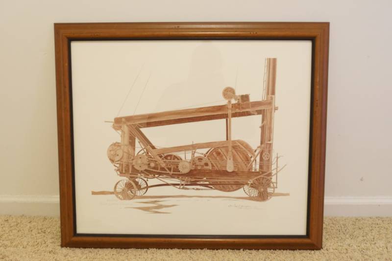 lot 1443 image: Fort Worth Spudder -  Print from 1980 numbered and signed by Artist Paul F. Hansen - Excellent Condition in Professional frame