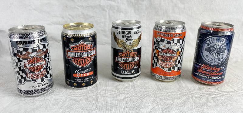 lot 3388 image: Lot of 5 Harley Davidson - STURGIS Collectible Beverage Cans