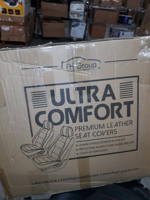 Airbag Compatible FH Group PU205GRAYBLACK102 Gray//Black Ultra Comfort Leatherette Front Seat Cushion