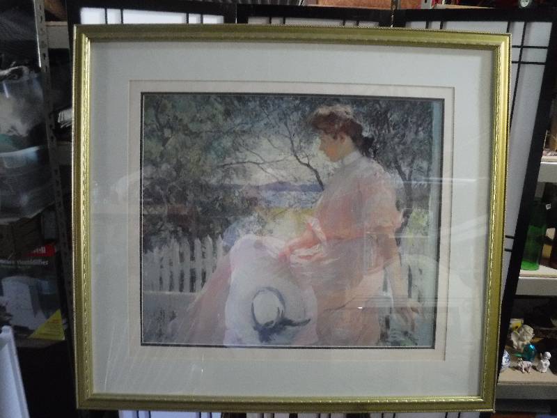 lot 7217 image: Victorian lady with a hat Art print by Benson