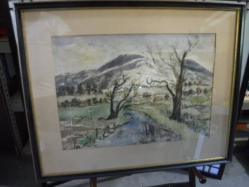 lot 7223 image: Framed creek and trees art home decor