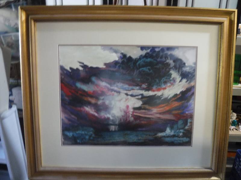 lot 7225 image: Abstract storm over the ocean art
