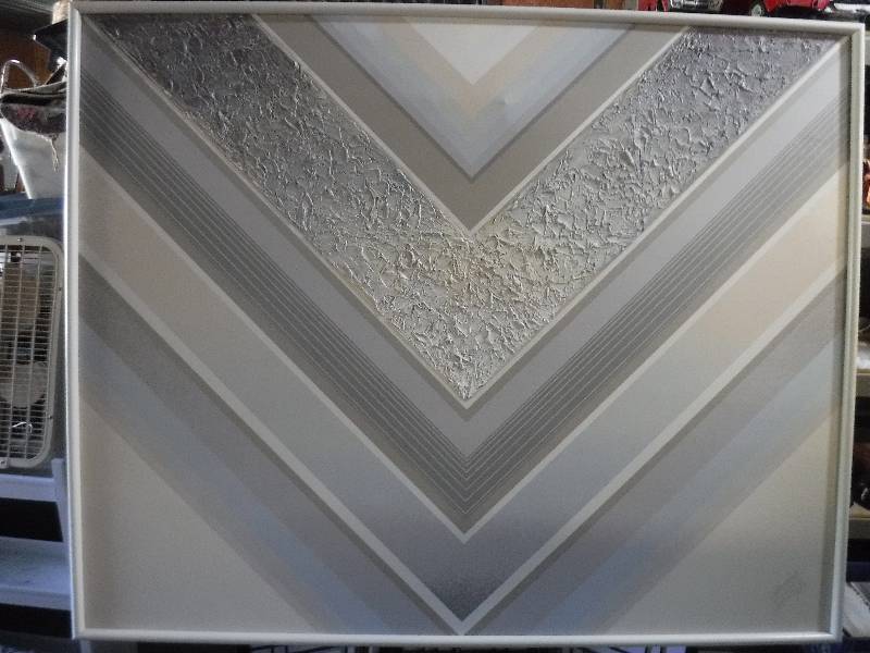 lot 7227 image: Chevron print paper art on canvas