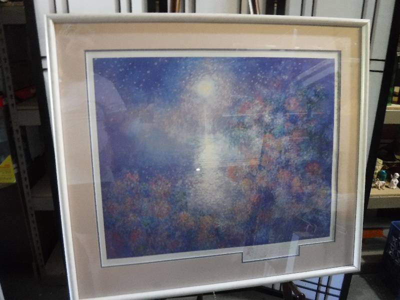 lot 7229 image: Bougainvillea Moon By Jan Parker signed, numbered framed art print