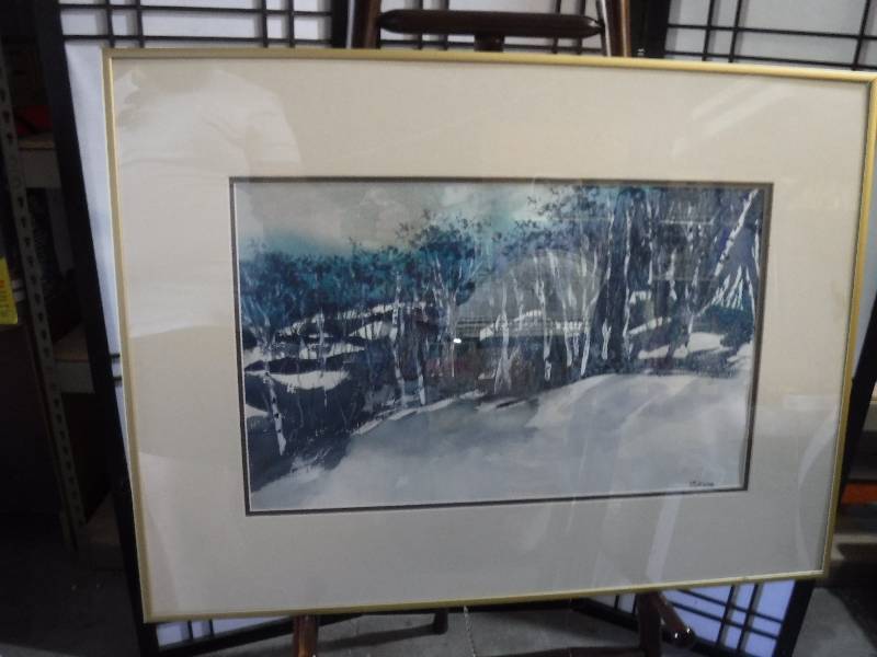 lot 7230 image: Winter landscape By Florence Guhleman Framed art