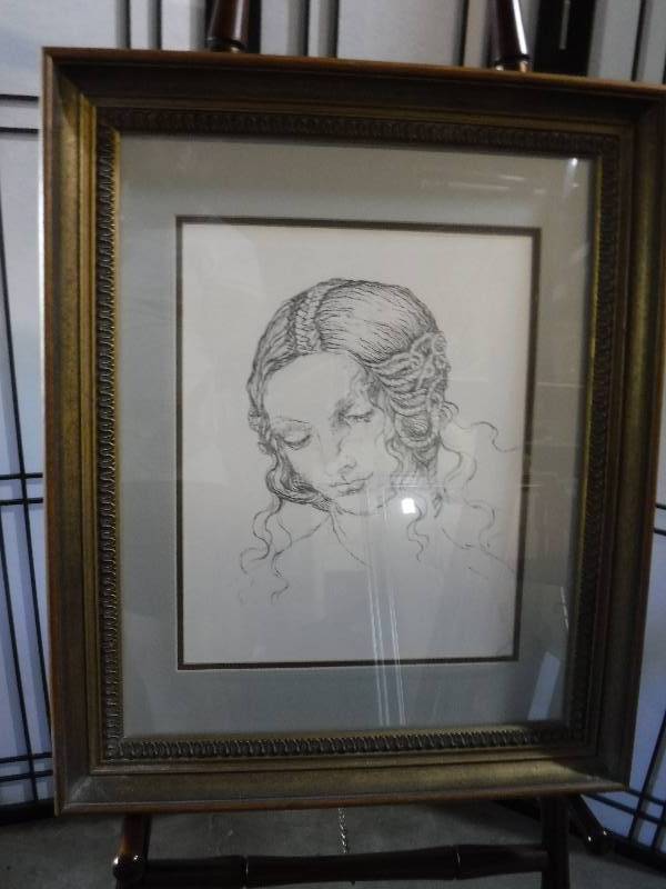 lot 7239 image: Framed Sketch of a woman art