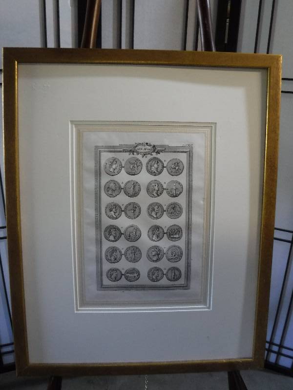 lot 7247 image:  The coins of Antiquity Framed copper plate engraving