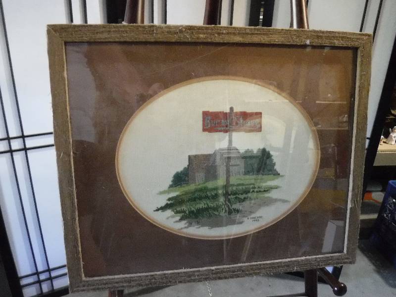 lot 7253 image: Large Framed and matted cross stitch piece from 1993