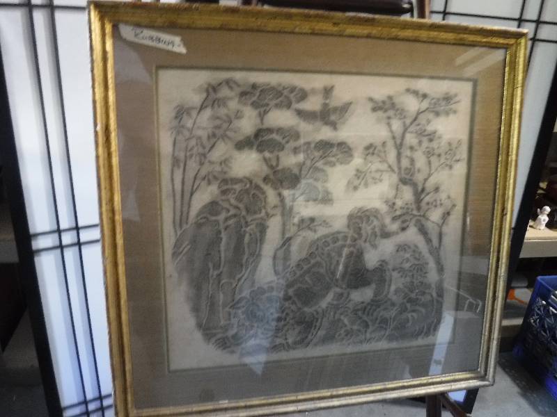 lot 7258 image: Chinese Dragon framed art rubbing