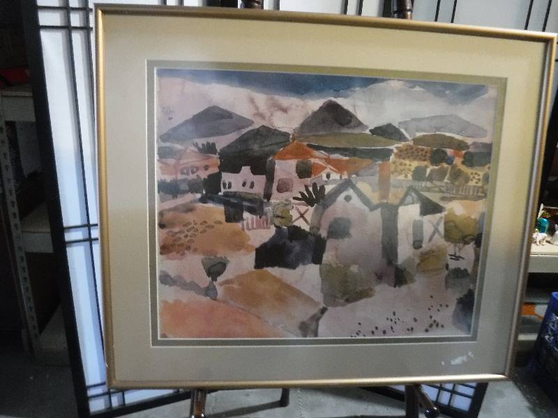 lot 7262 image: Abstract village art- signed