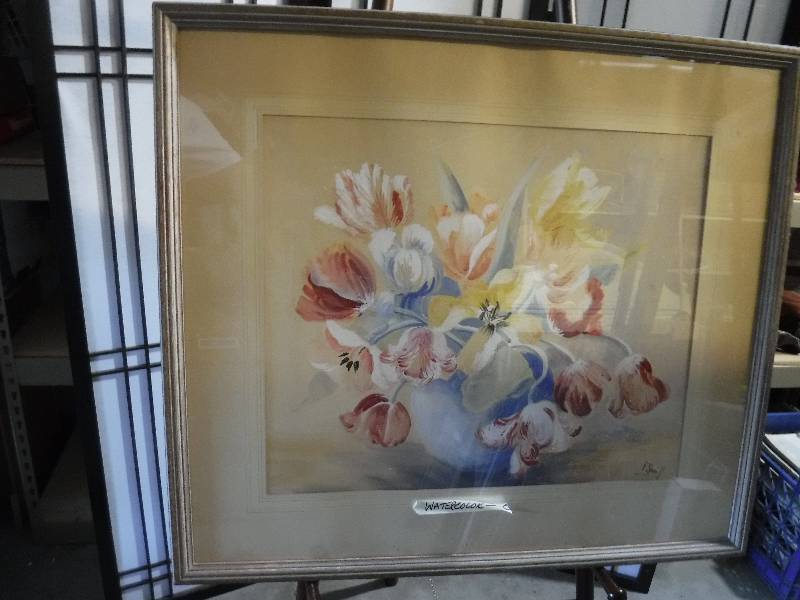 lot 7263 image: Framed, signed floral water color